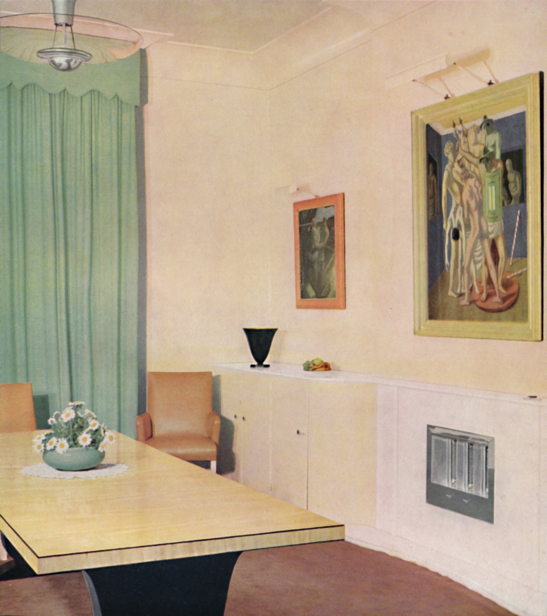 Londense Eetkamer met schilderij van Chirico door Unbekannt