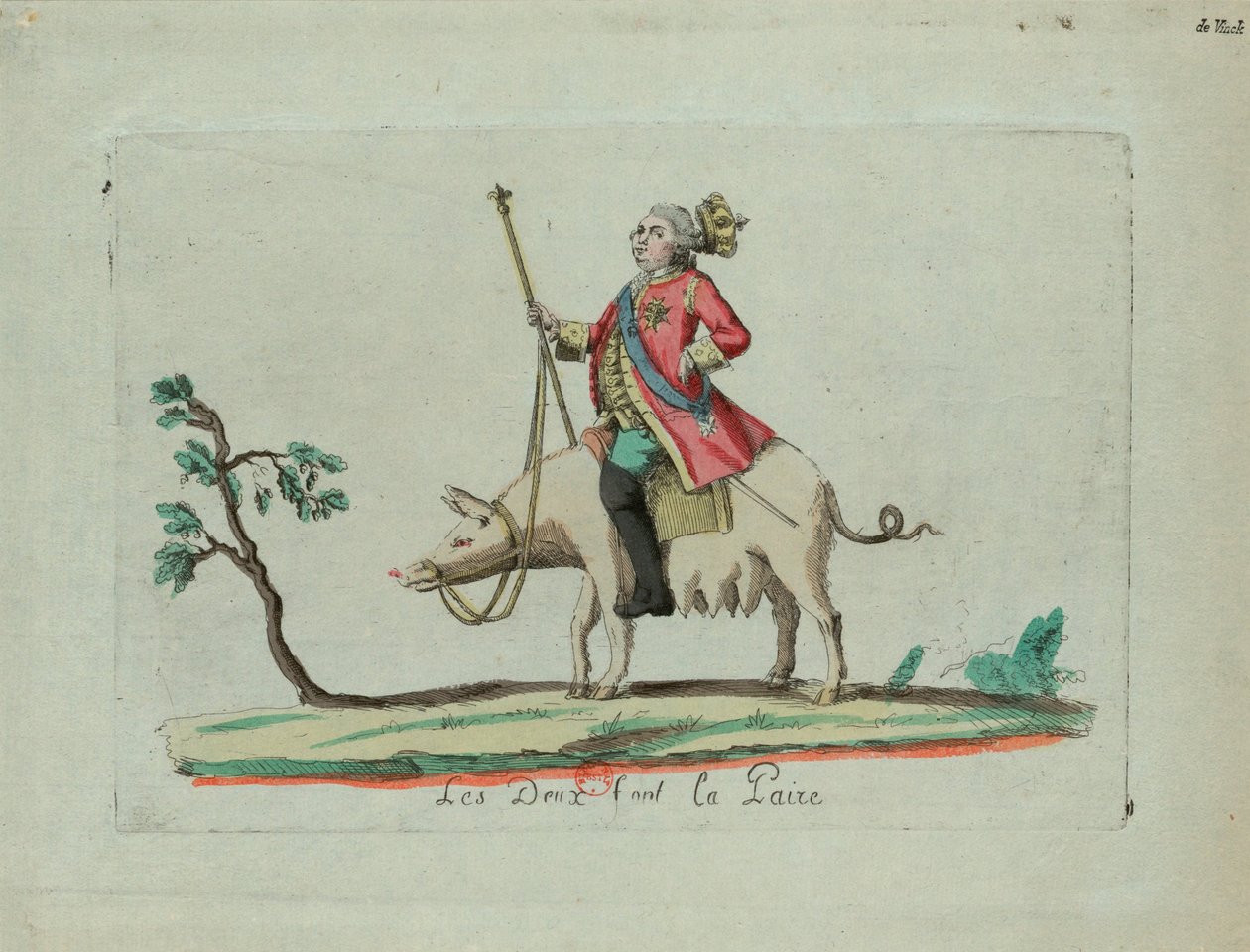 Louis rijdt op een varken, 1791 door Unbekannt