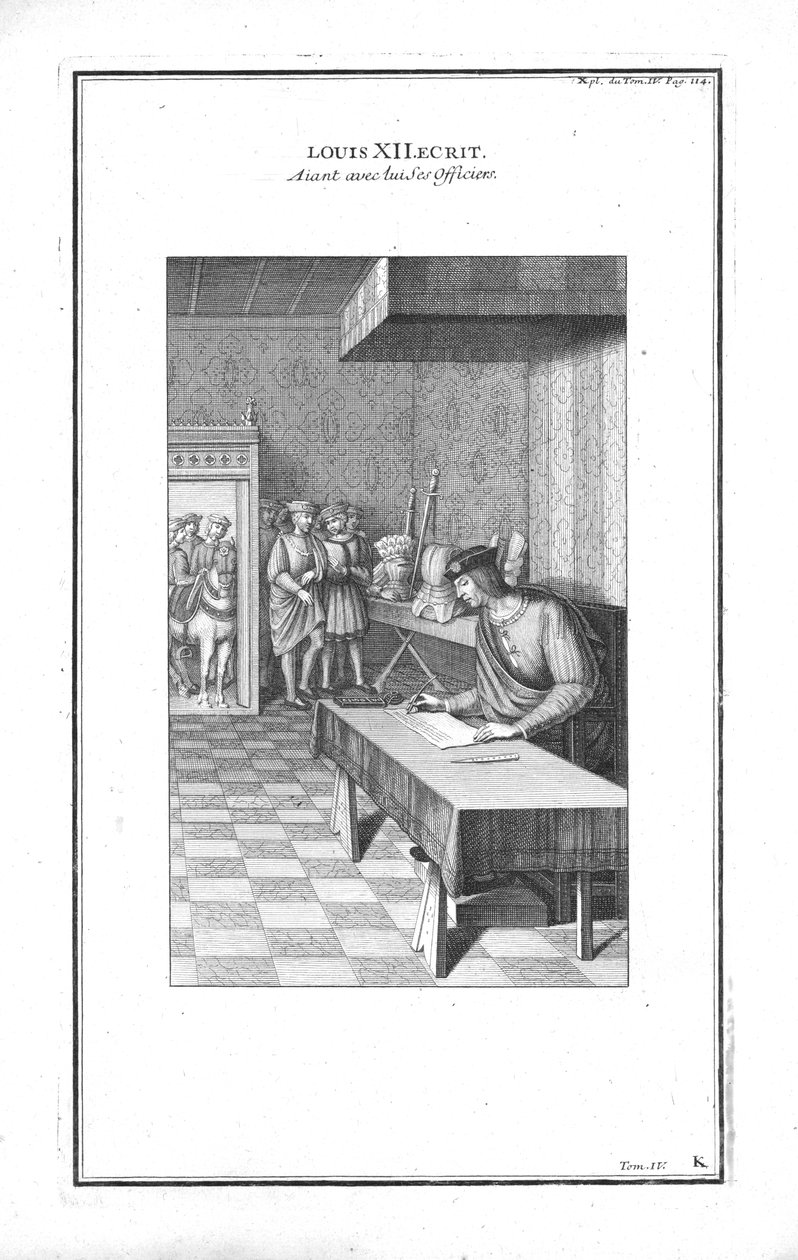 Lodewijk XII schrijvend, ca. 1760 door Unbekannt