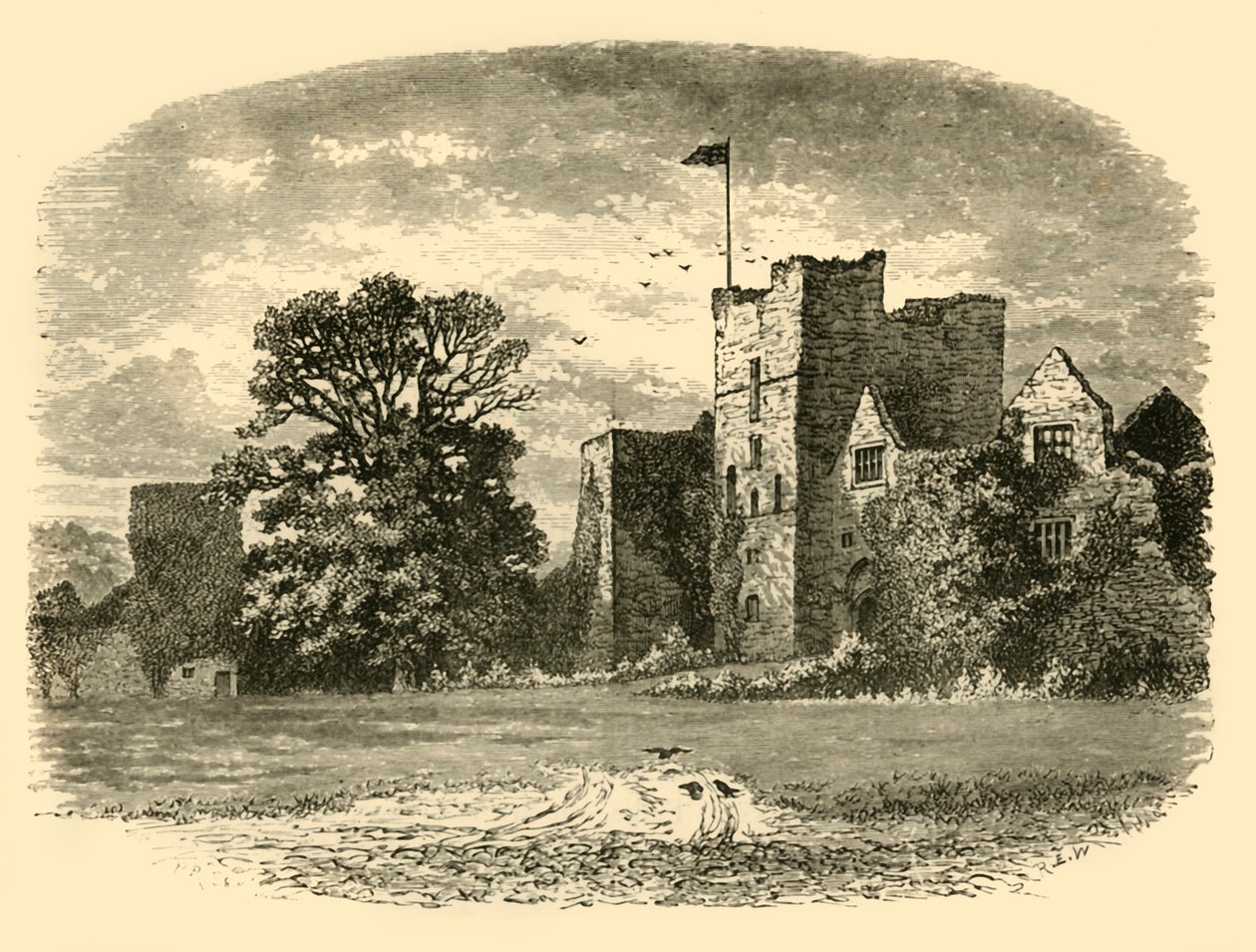 Ludlow Castle vanaf de ingangspoort door Unbekannt