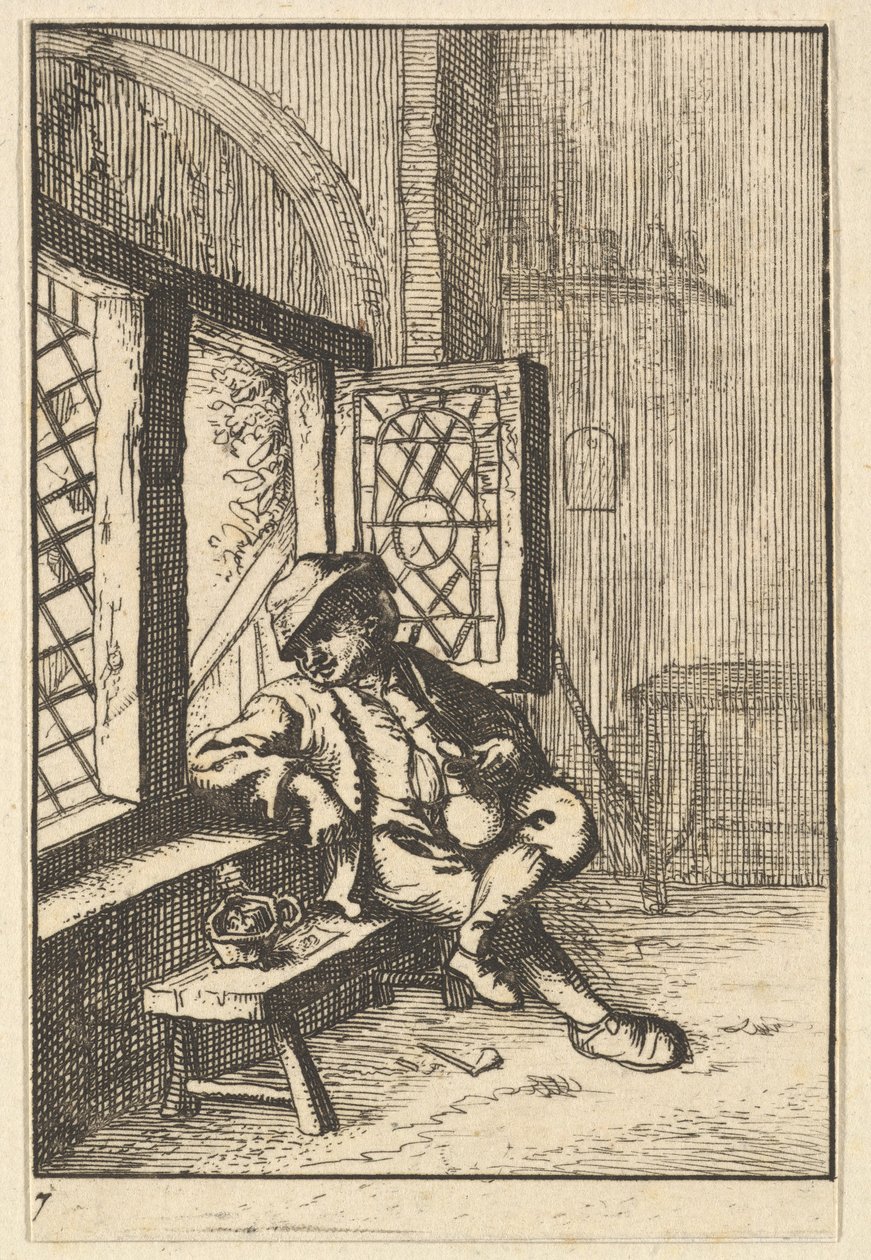 Man zittend bij een raam kopie, 1610-85 door Unbekannt