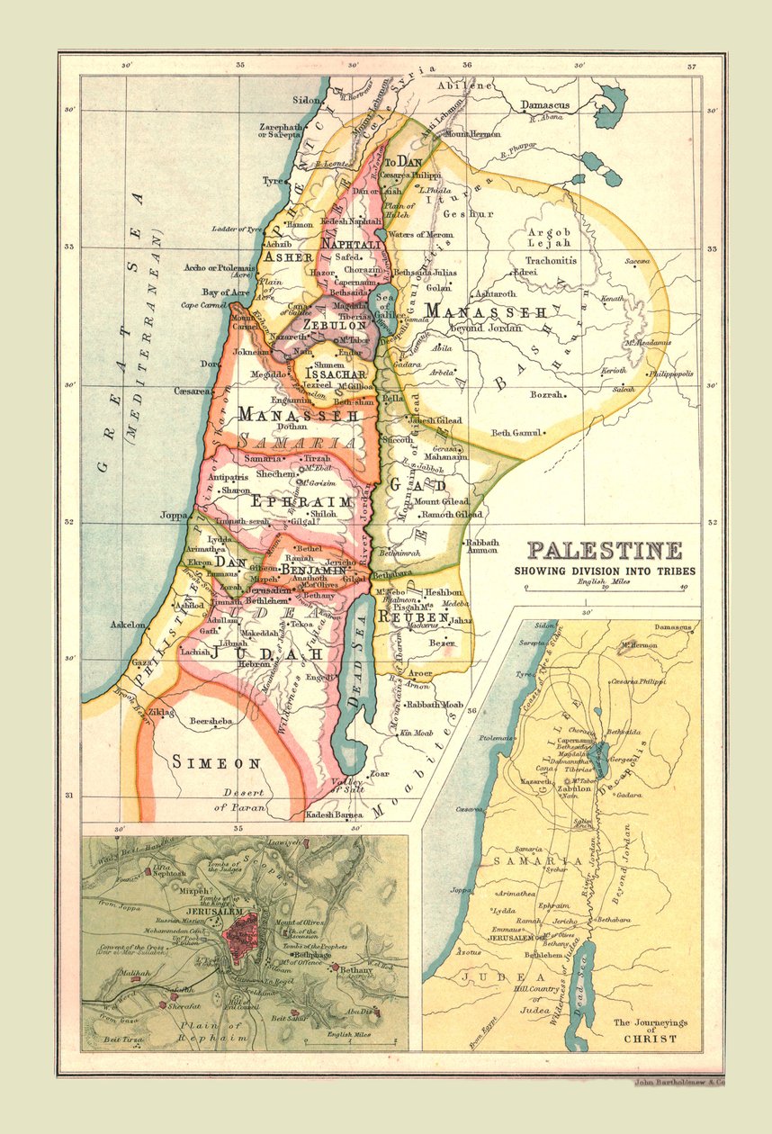 Kaart van Palestina, met verdeling in stammen, 1902 door Unbekannt