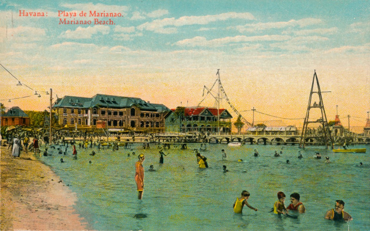 Marianao badstrand, Havana, Cuba, ca. 1910 door Unbekannt
