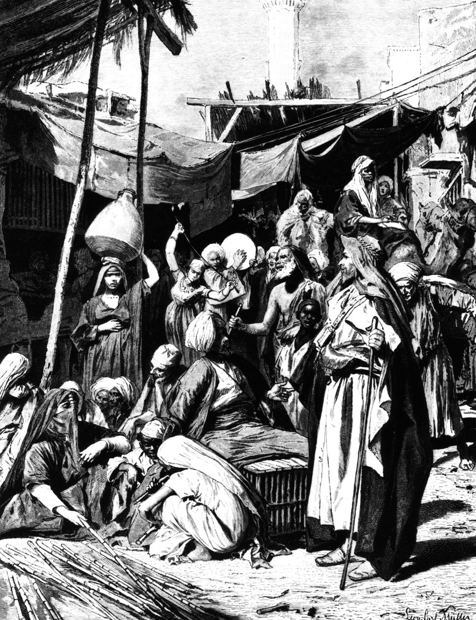 Markt in Tantah, Egypte, 1880 door Unbekannt
