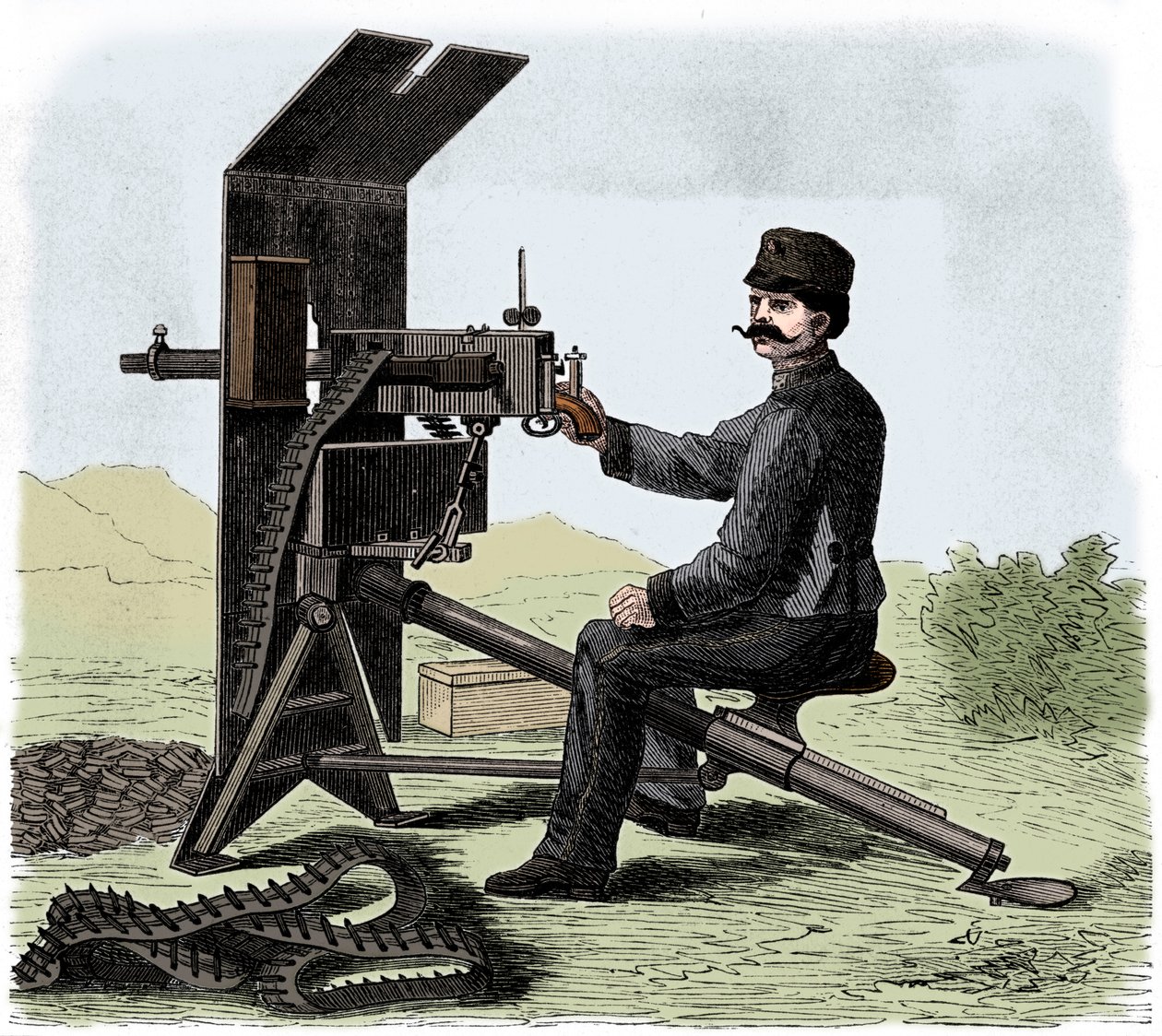 Maxim-machinegeweer, c1895 door Unbekannt