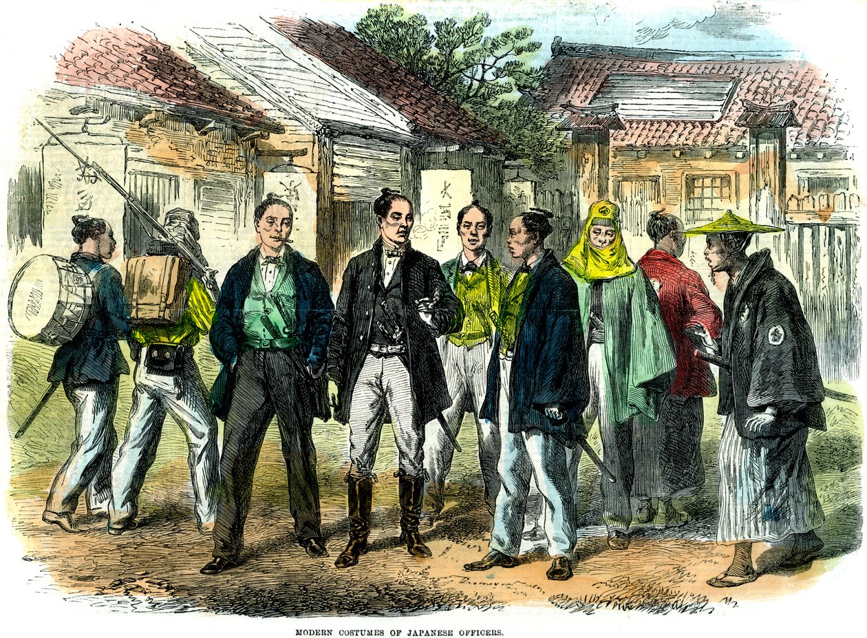 Moderne kostuums van Japanse officieren, 1866 door Unbekannt
