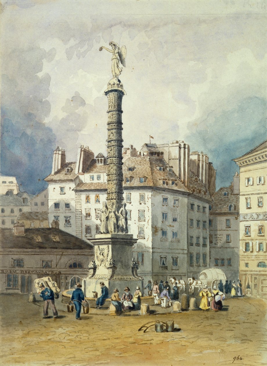 Napoleons zuil, Place du Chatelet, Parijs, 19e eeuw door Unbekannt