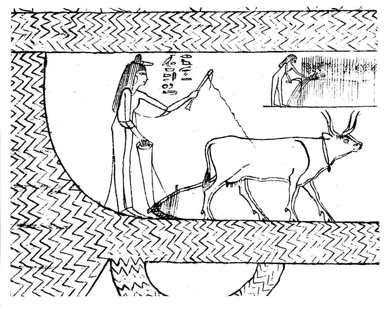 Nesitanebtashru ploegt en oogst, ca. 1025 v.Chr. door Unbekannt