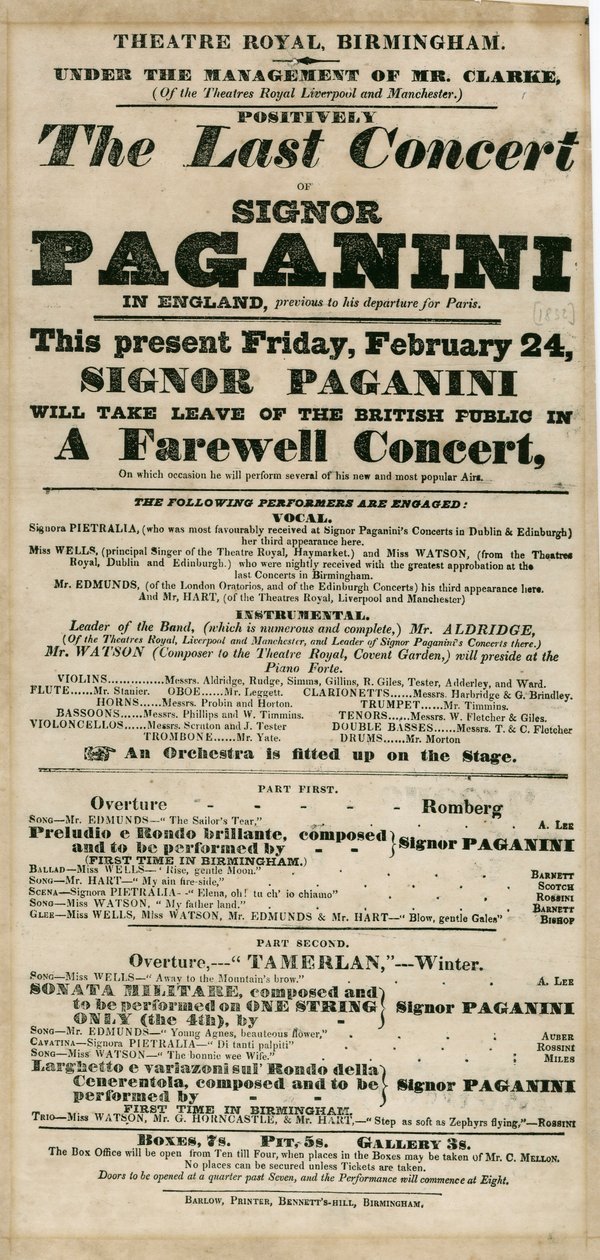 Niccolo Paganini - affiche door Unbekannt