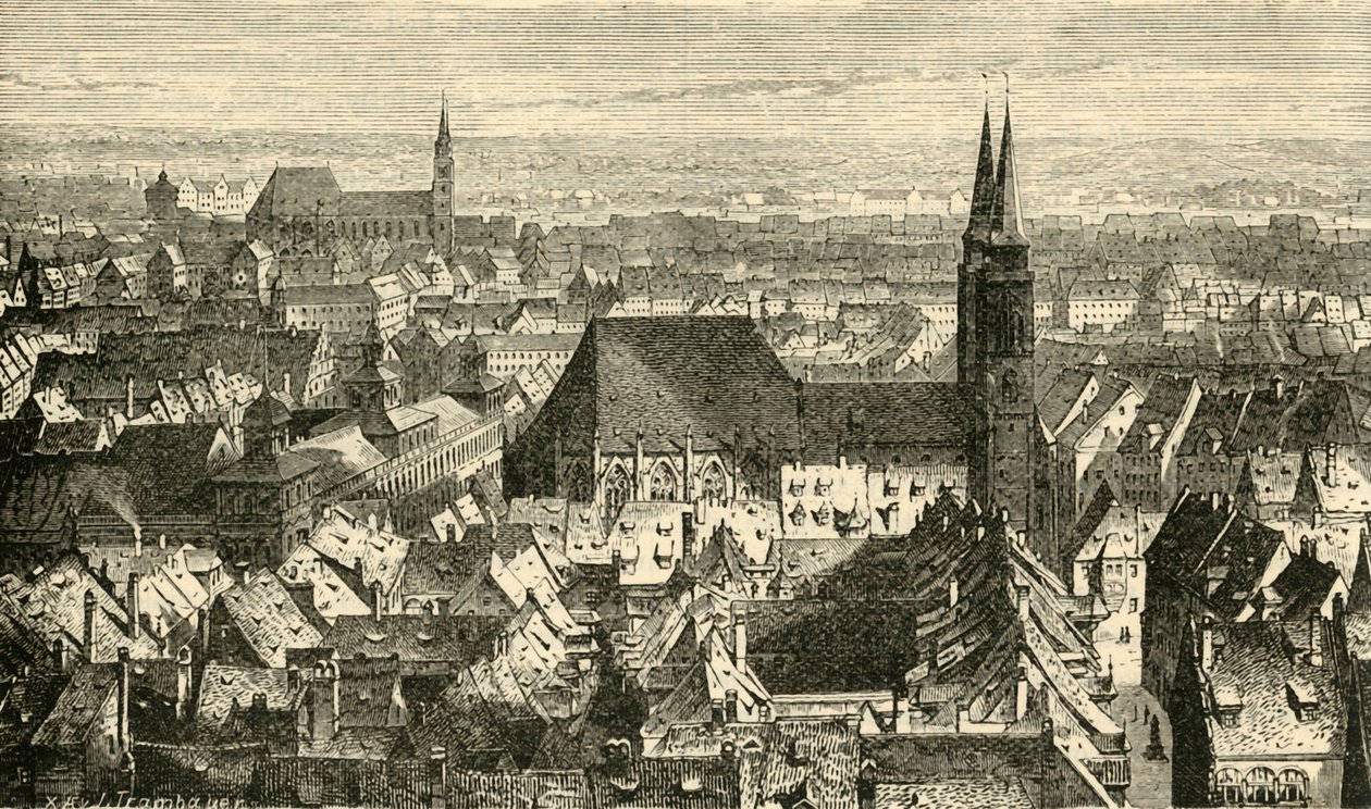 Neurenberg vanaf de Muren, 1890 door Unbekannt