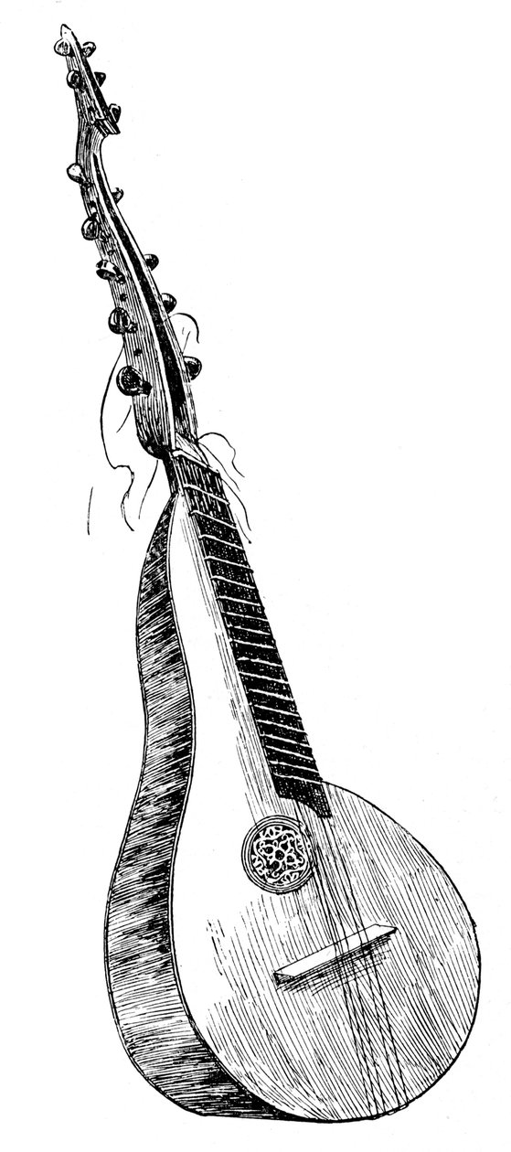 Oude Franse theorbeerde cither, 1901 door Unbekannt
