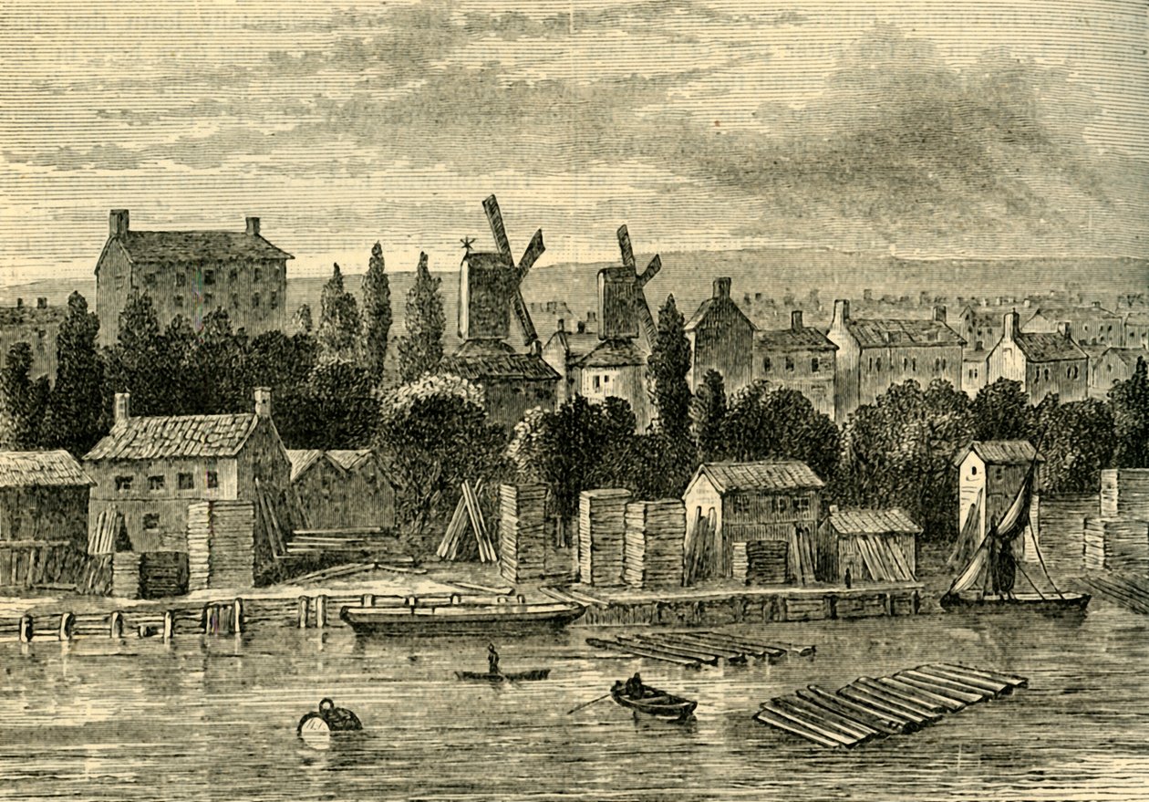 Oude Windmolens bij Lambeth, ca. 1750, ca. 1878 door Unbekannt