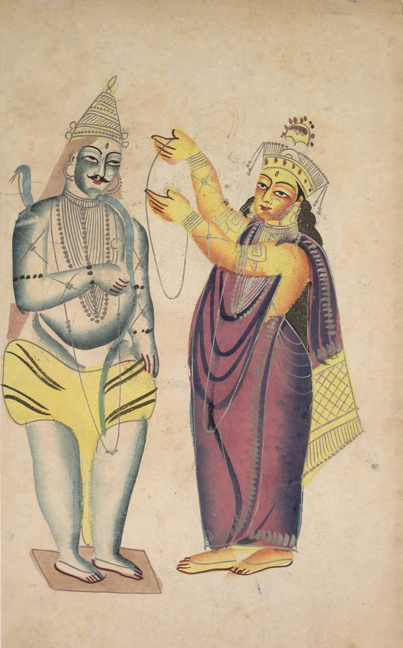 Parvati plaatst een trouwkrans op Shiva, 1800s door Unbekannt
