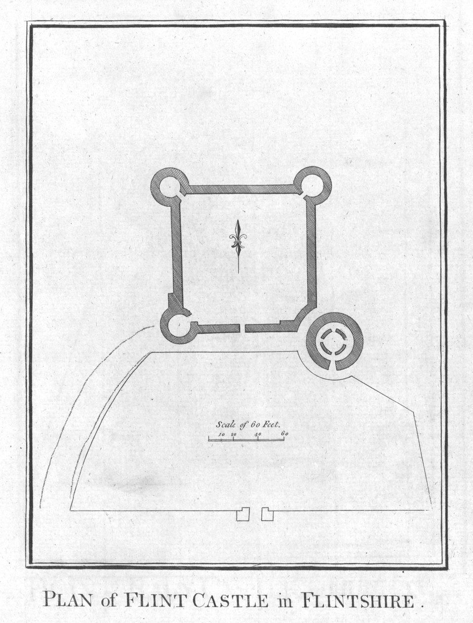 Plan van Flint Castle in Flintshire door Unbekannt