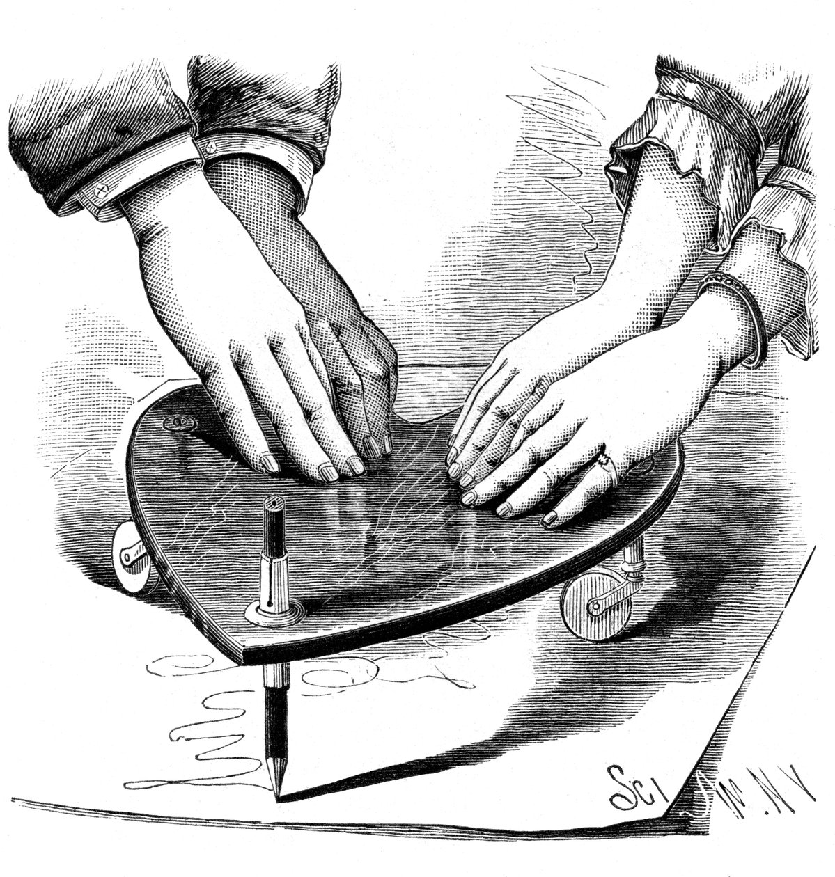 Planchette of ouijabord, 1885 door Unbekannt