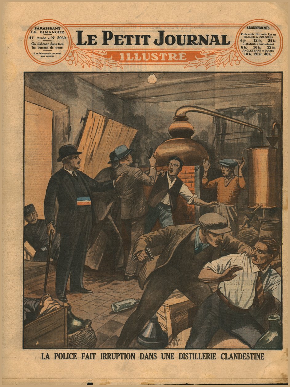 Politie-inval in een illegale distilleerderij, 1930 door Unbekannt