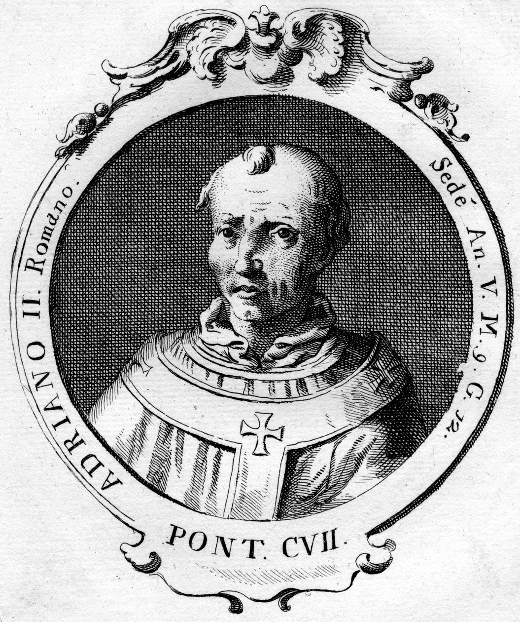 Paus Adrianus II door Unbekannt