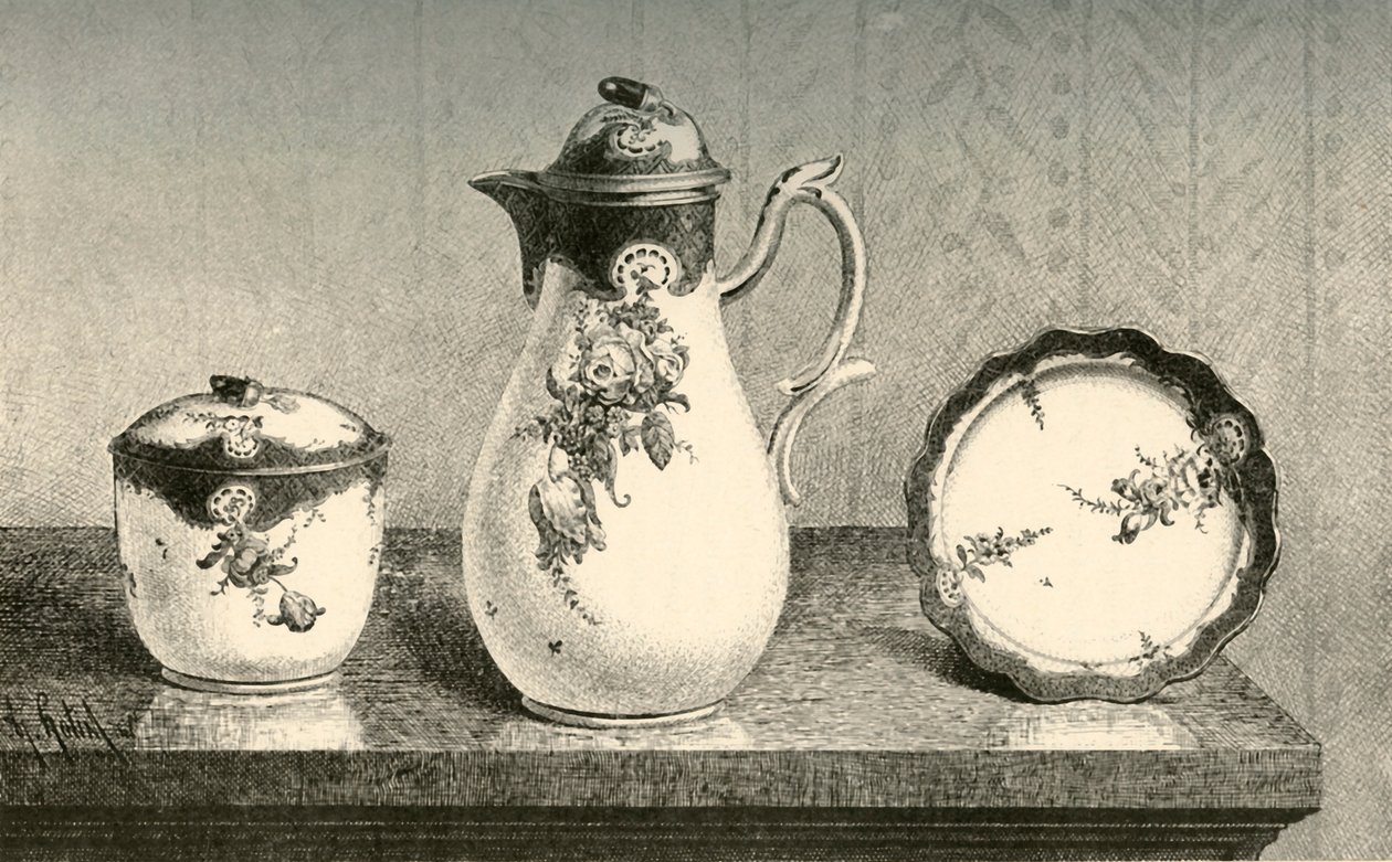 Porseleinen koffieset, midden-late 18e eeuw, 1903 door Unbekannt