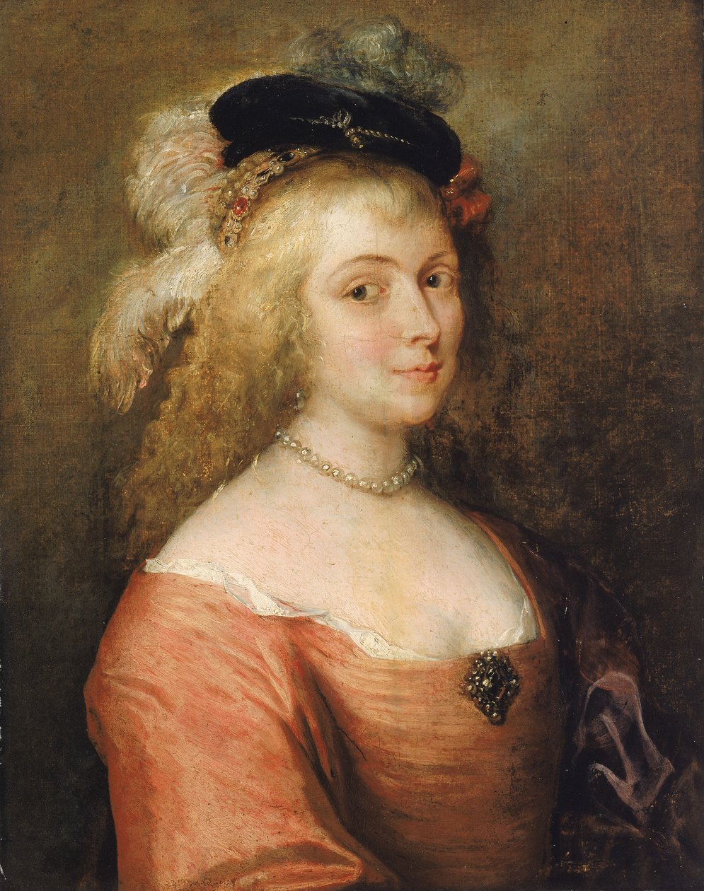 Portret van de vrouw van Rubens, 17e eeuw door Unbekannt