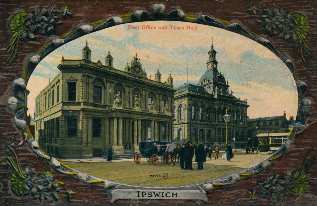 Postkantoor en stadhuis, Ipswich, Suffolk, ca. 1905 door Unbekannt