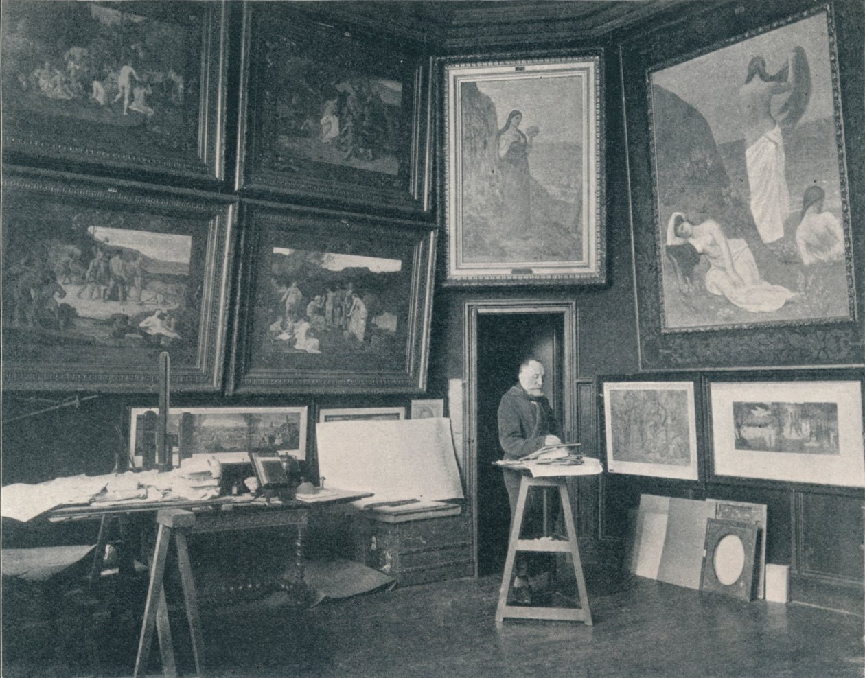 Puvis De Chavannes in zijn atelier door Unbekannt