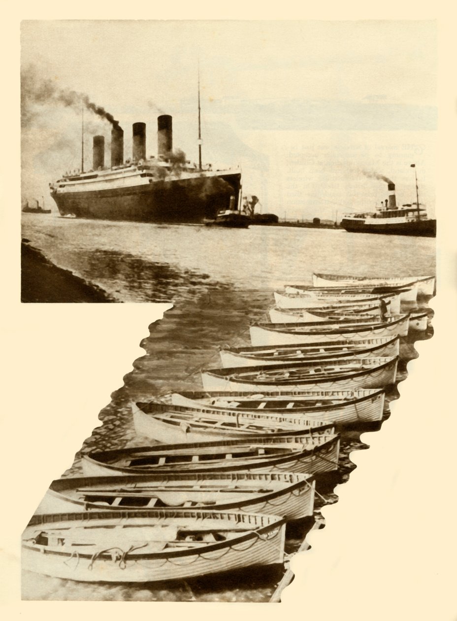 RMS Titanic en reddingsboten door Unbekannt