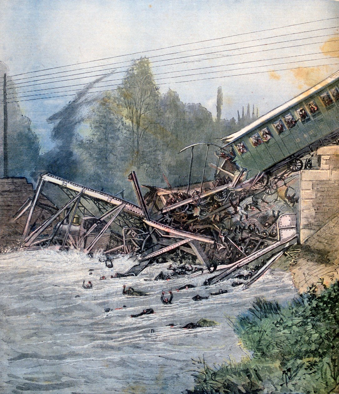 Spoorwegongeluk, Munchenstein, Zwitserland, 14 juli 1891 door Unbekannt