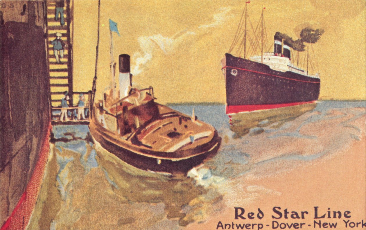 Red Star Line passagiersschip en tender, c1900 door Unbekannt