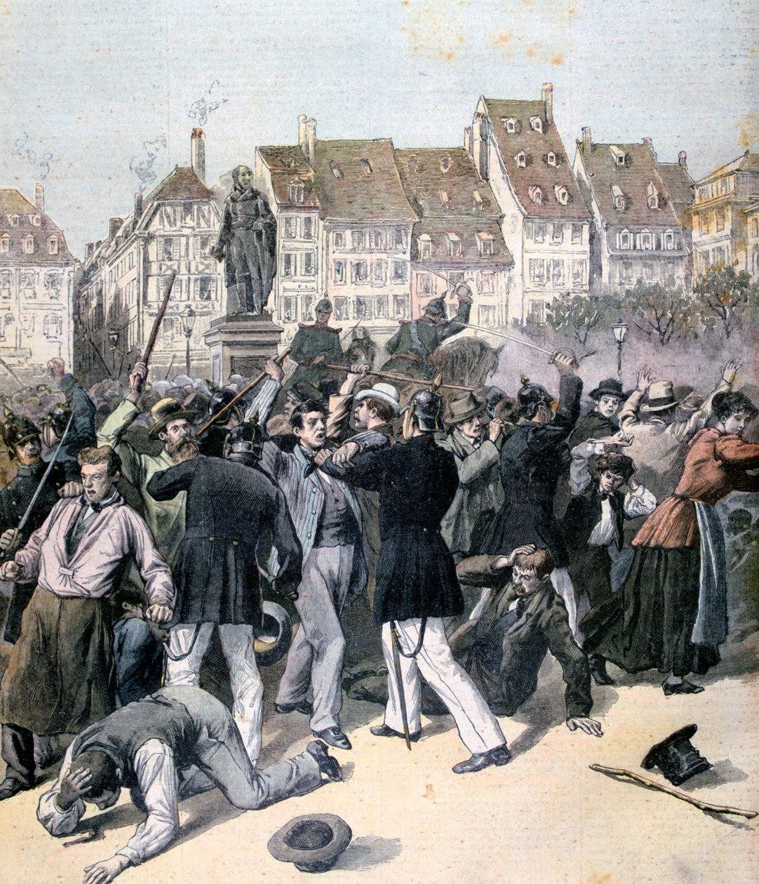 Oproer op Place Kléber, Straatsburg, 1893 door Unbekannt