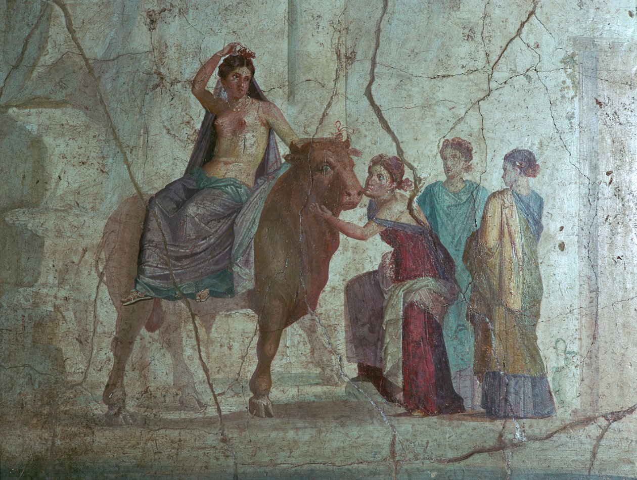 Romeinse fresco van Europa en de stier door Unbekannt