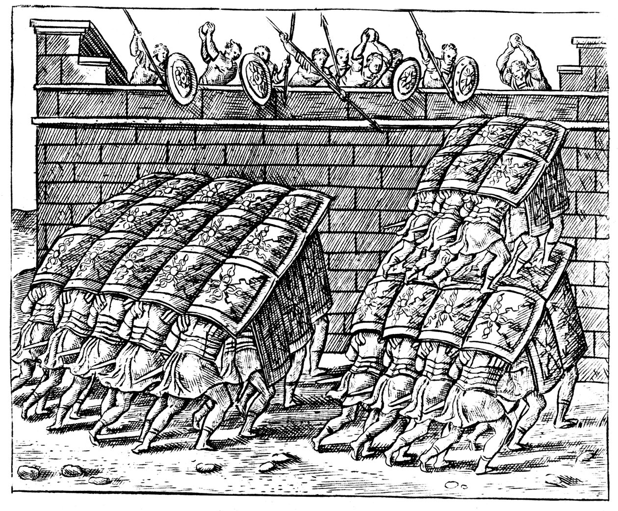 Romeinse soldaten die een fort aanvallen, 1605 door Unbekannt