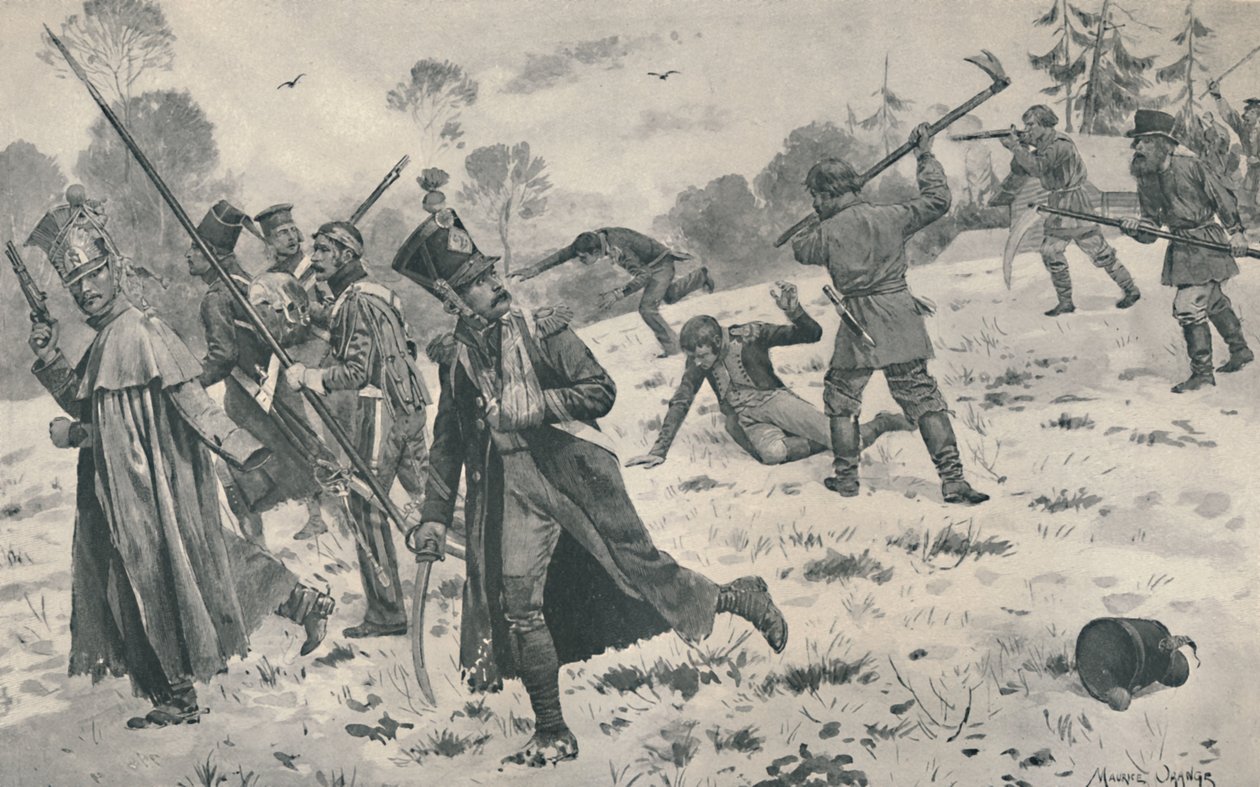 Russische Boeren die Franse Achterblijvers Aanvallen, 1812, 1896 door Unbekannt