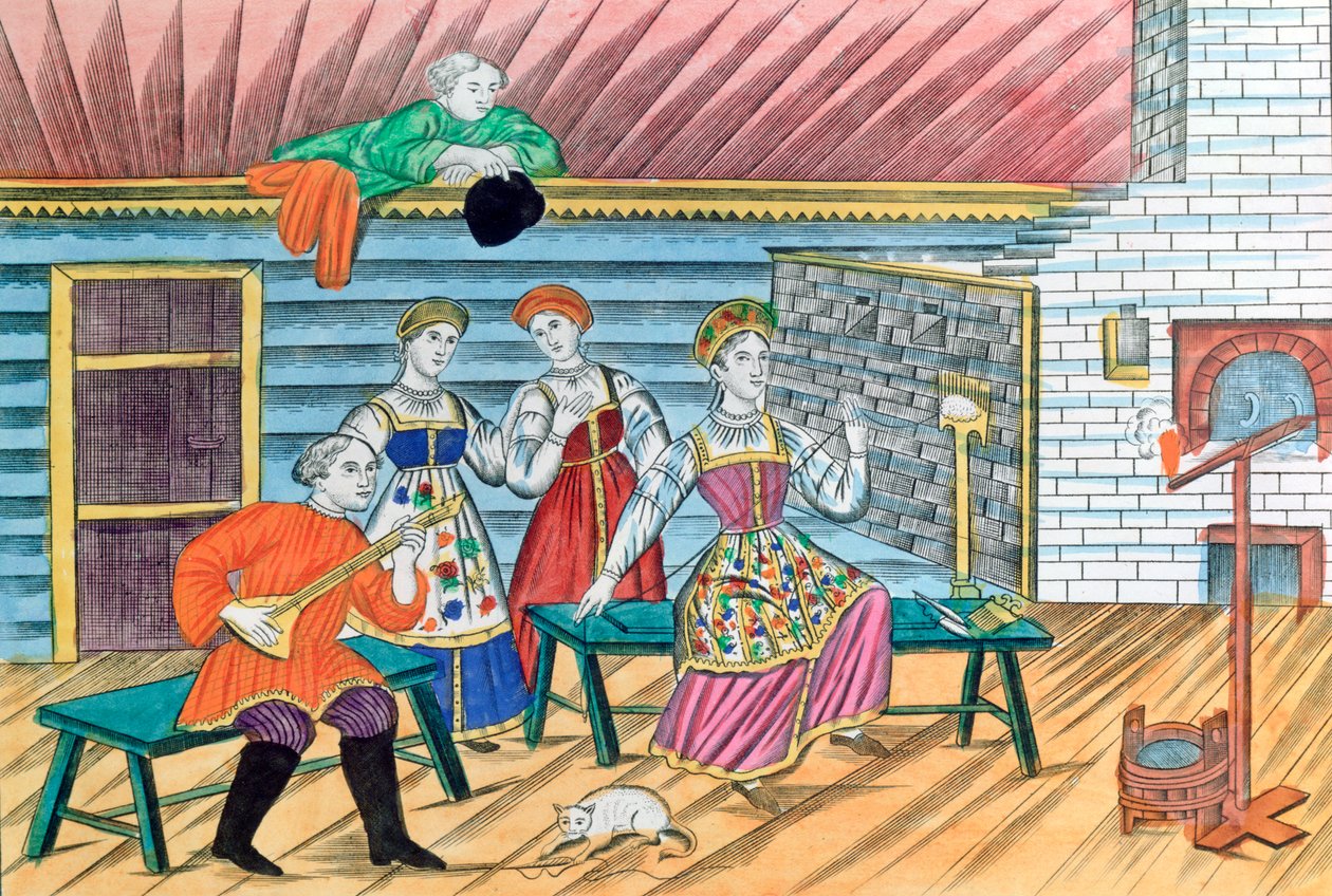 Russische interieurscène, 1856 door Unbekannt