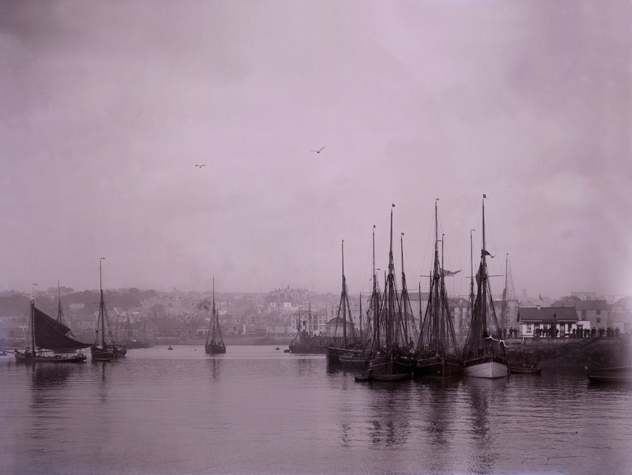 Schepen in de haven van Plymouth in Devon door Unbekannt
