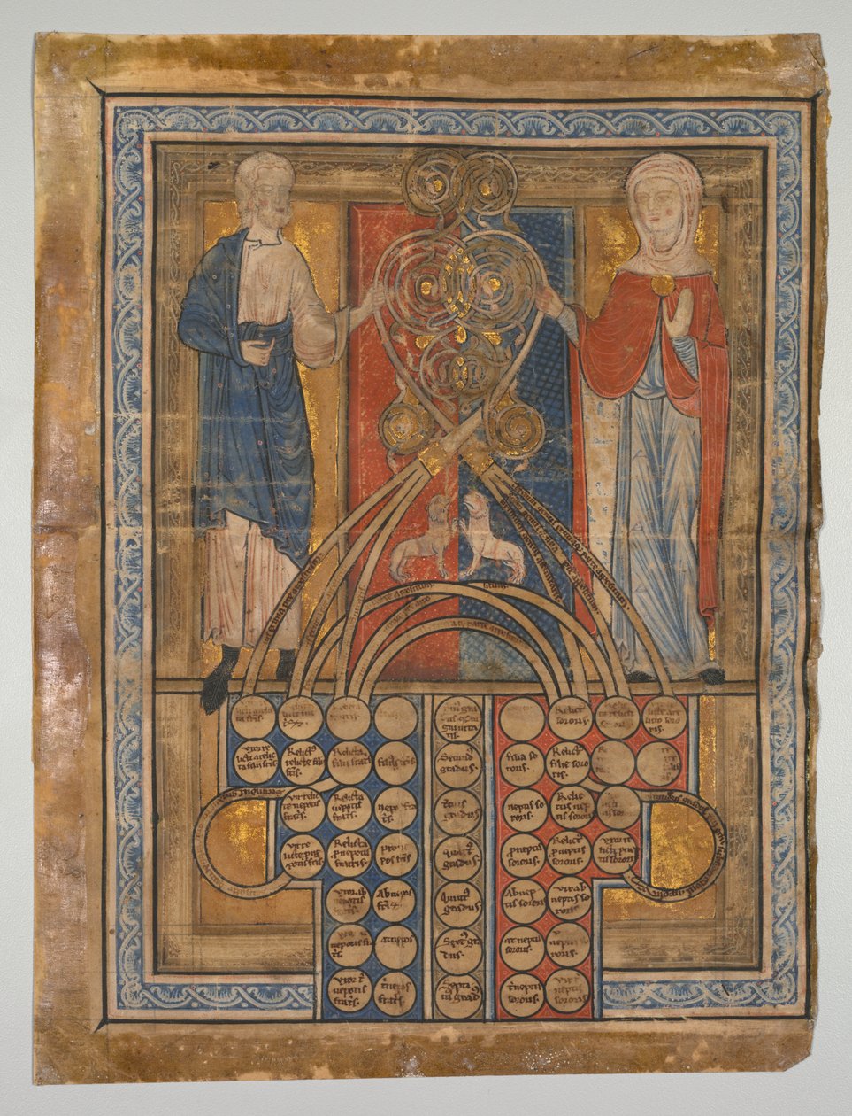 Enkel Blad: Tafel van Verwantschap, ca. 1200 door Unbekannt