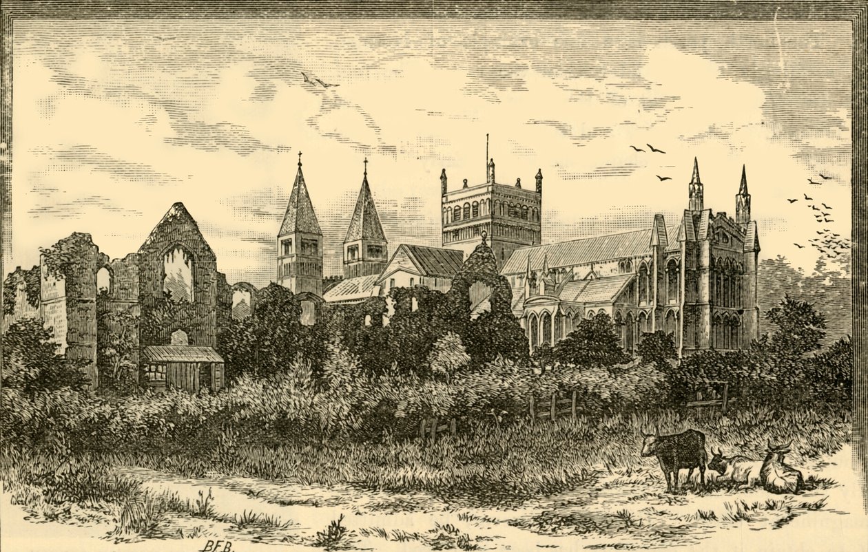 Southwell Minster en Ruïnes van het Paleis, 1898 door Unbekannt