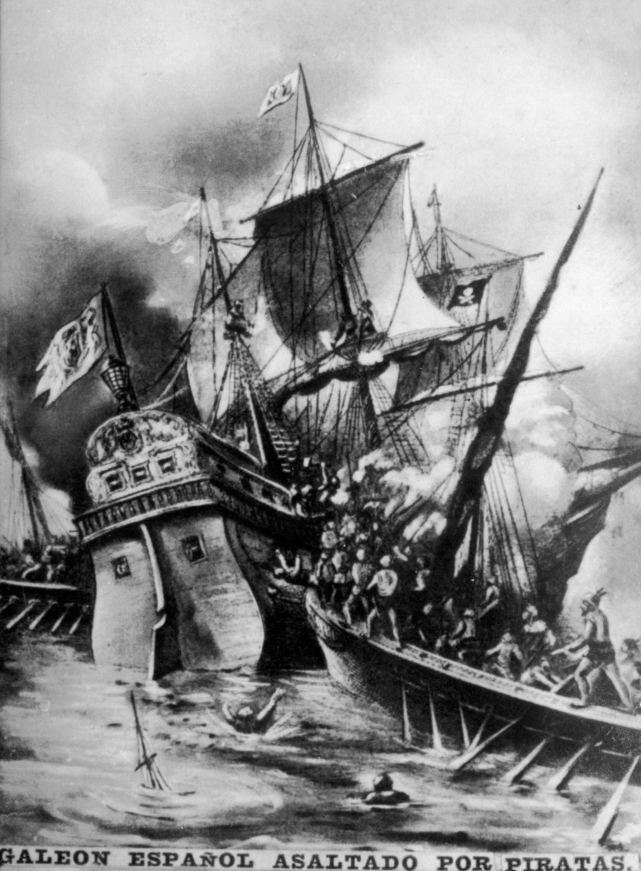 Spaanse Galleon aangevallen, 17e eeuw, 1920s door Unbekannt