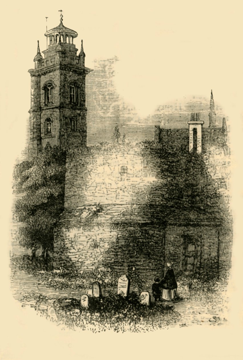 St. Giless, Cripplegate, toont de oude muur, ca. 1872 door Unbekannt