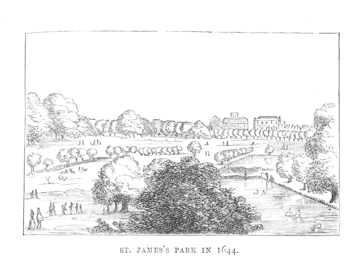 St. James Park in 1644, c1870 door Unbekannt
