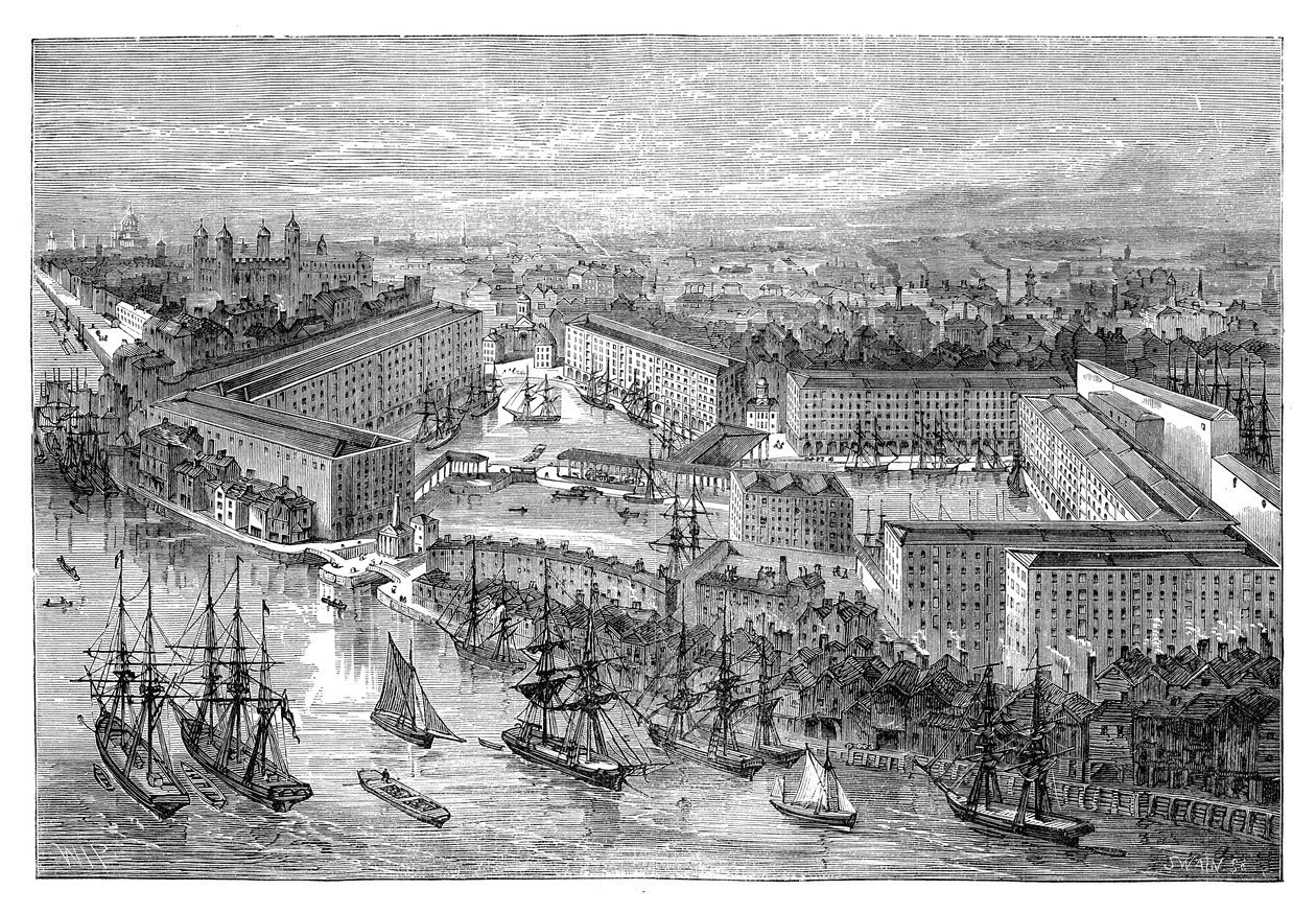 St Katherines Docks, Londen, eind 19e eeuw door Unbekannt