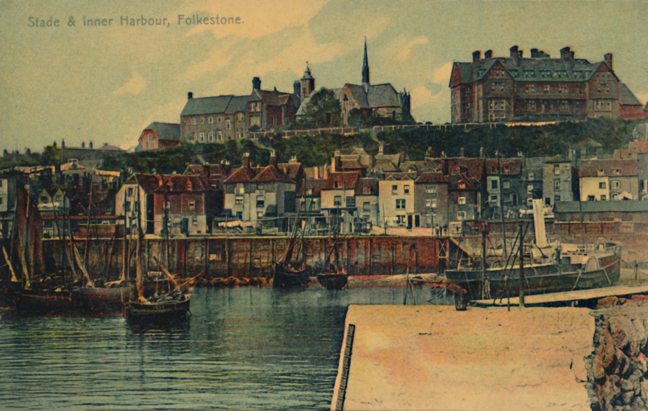 Stade & Binnenhaven, Folkestone, eind 19e-begin 20e eeuw door Unbekannt