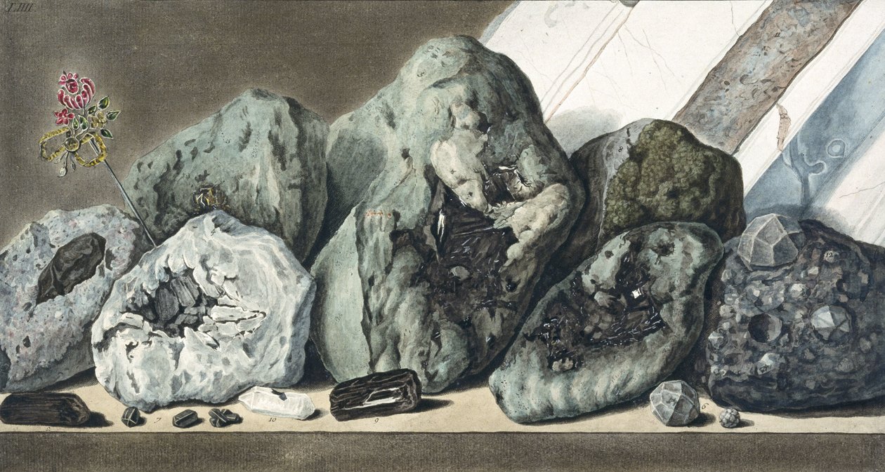 Stenen en kristallen van de Vesuvius, ca. 1770 door Unbekannt