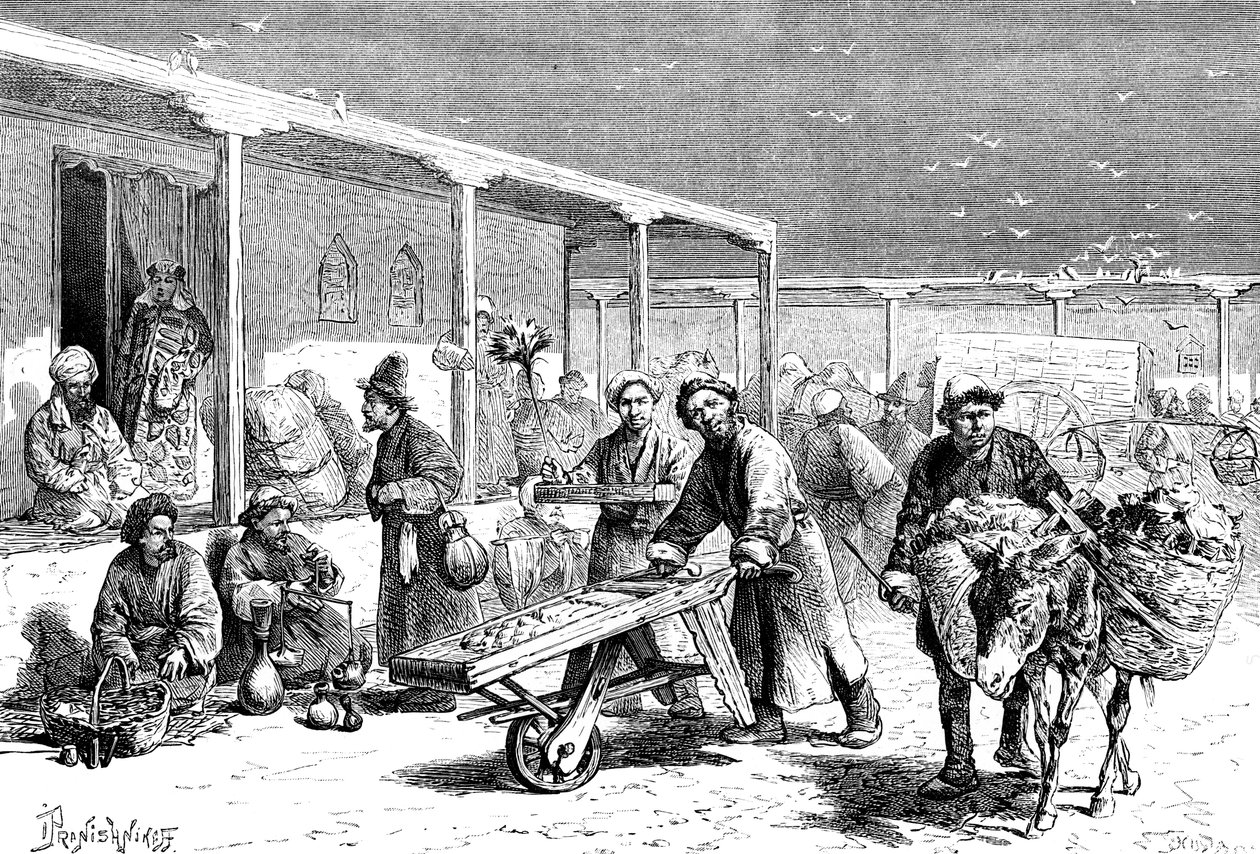 Straatscène, Yarkand door Unbekannt