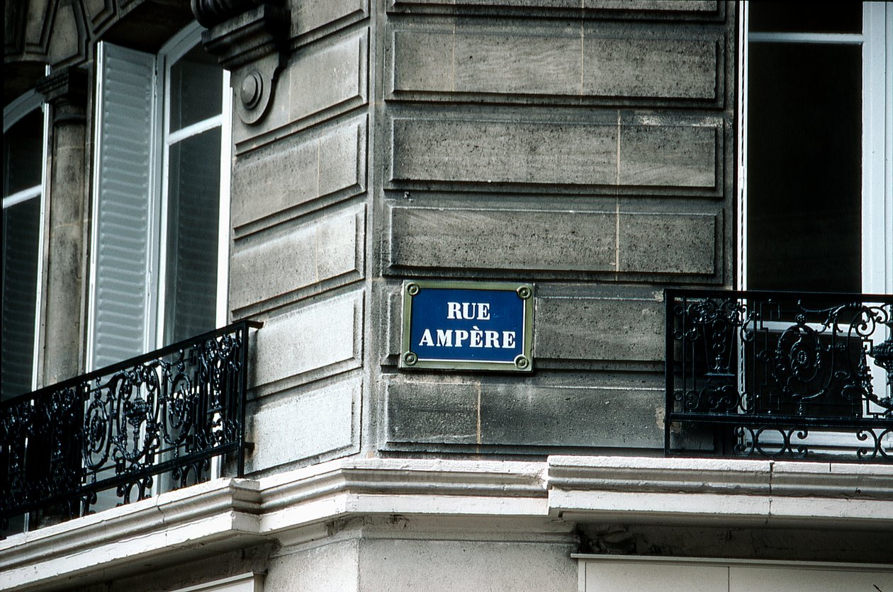 Straatbord, Rue Ampere, Parijs, Frankrijk door Unbekannt