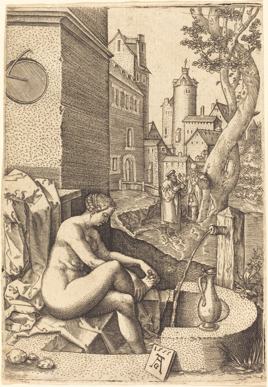 Susanna verrast door de twee ouderlingen, 1555 door Unbekannt