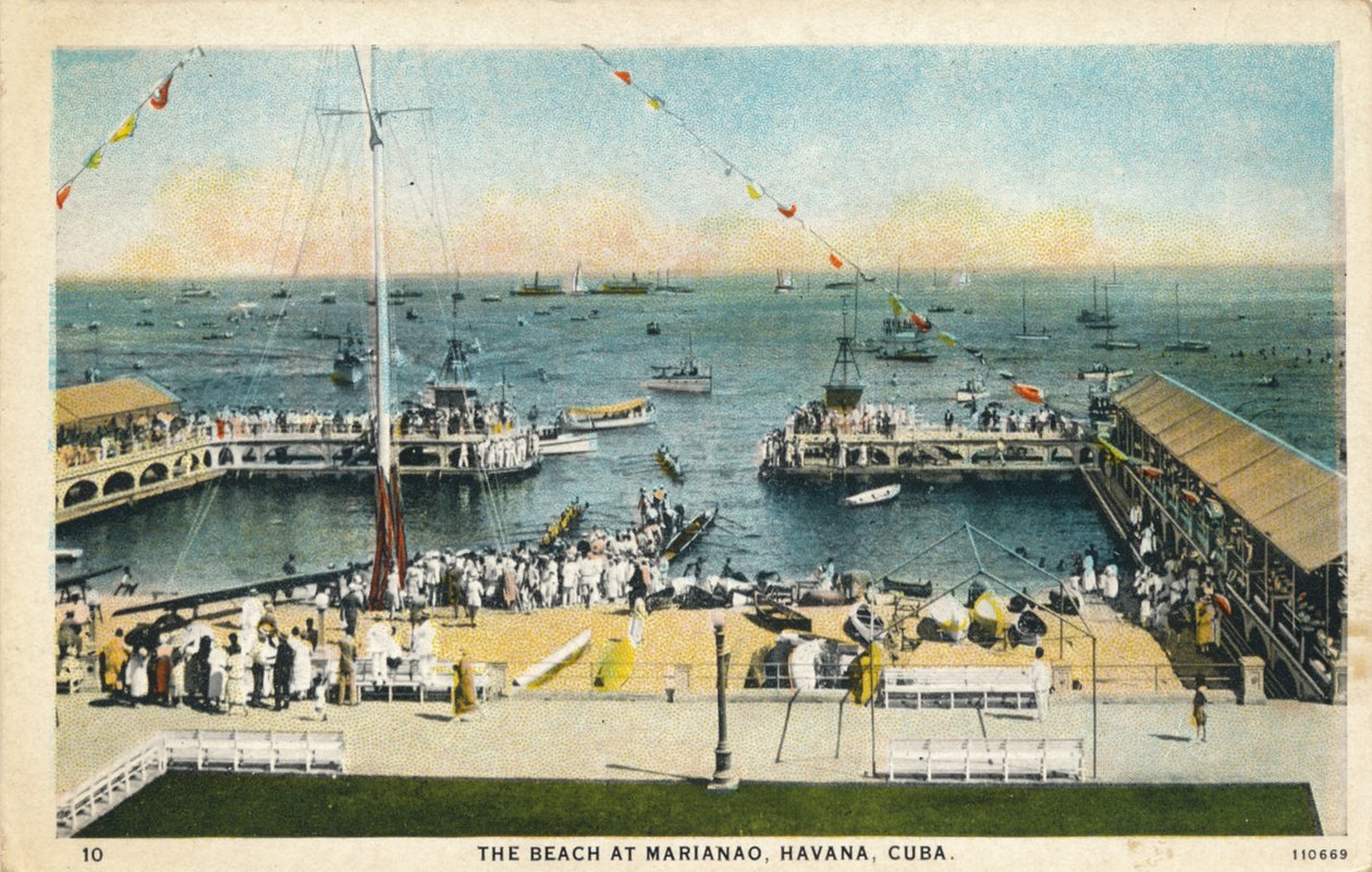 Het strand van Marianao, Havana, Cuba, ca. 1910 door Unbekannt