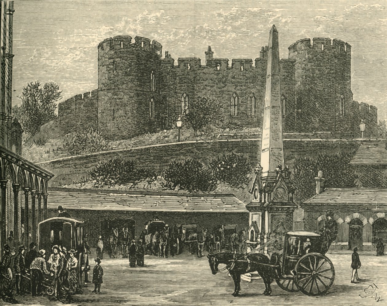 Het kasteel, vanaf het treinstation door Unbekannt