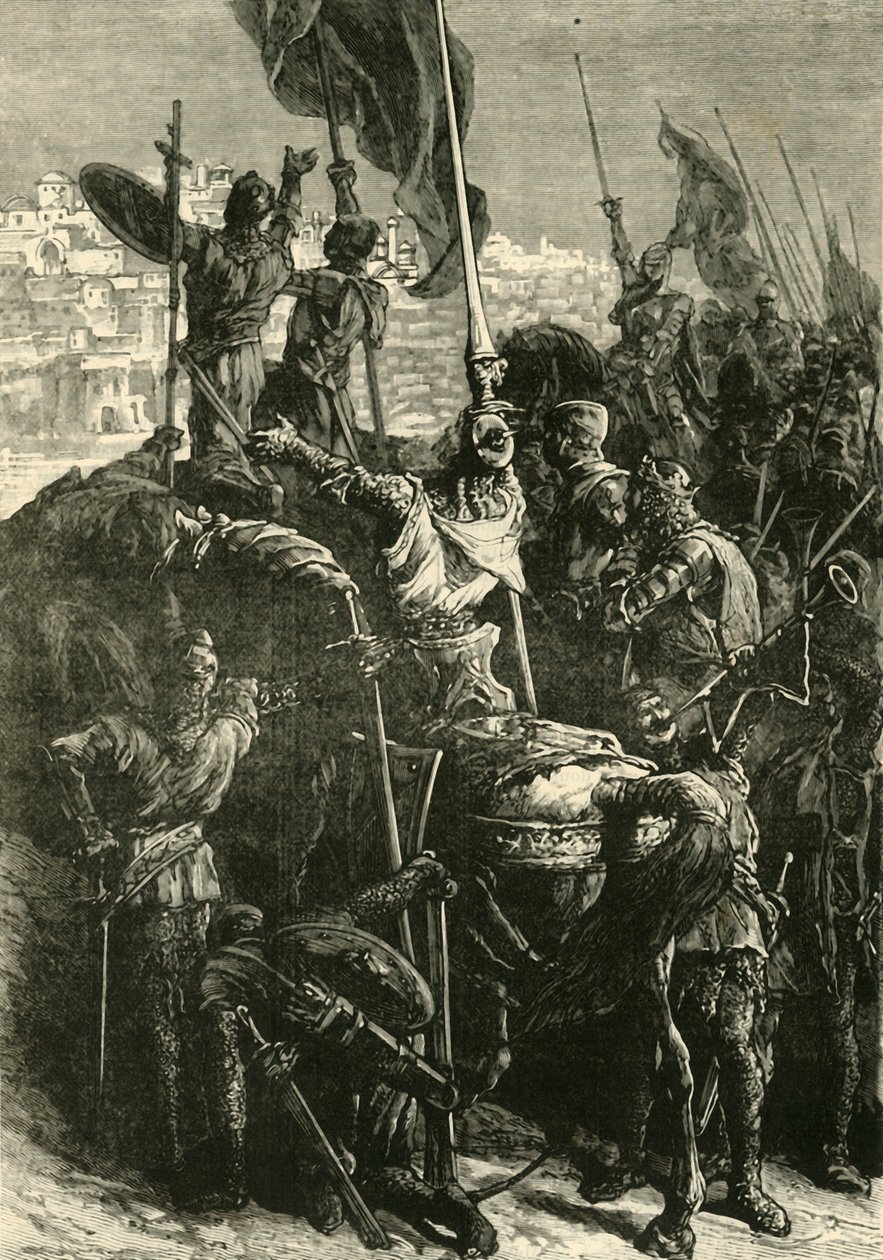 De Kruisvaarders voor Jeruzalem, 1099, 1890 door Unbekannt