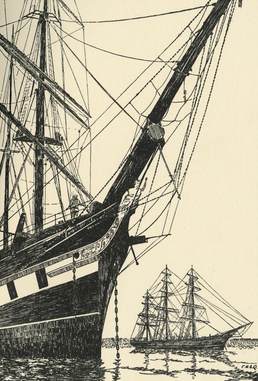 De Cutty Sark 1869, in de Haven van Falmouth, 1938 door Unbekannt