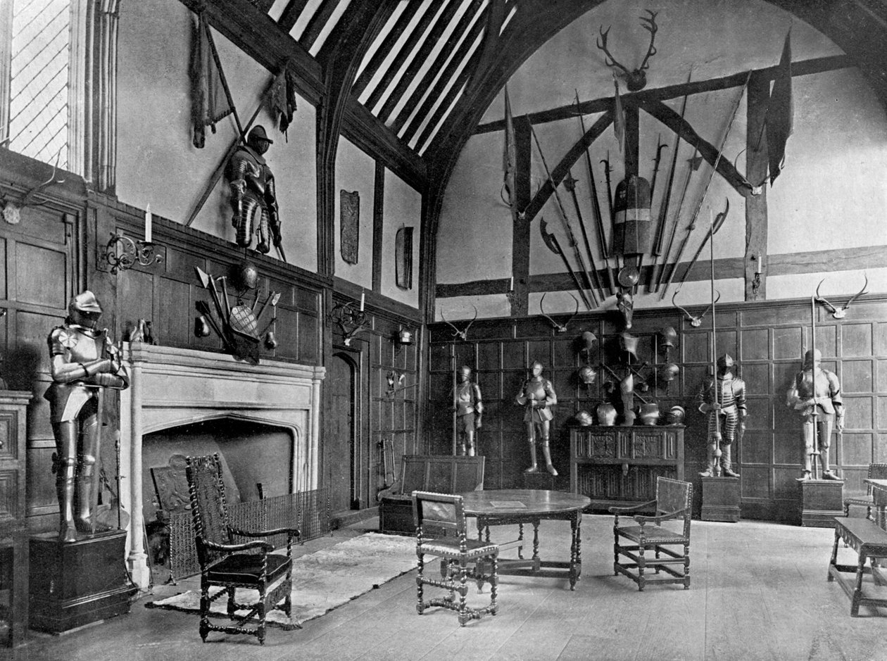 De hal in Ockwells Manor, Berkshire, 1905 door Unbekannt